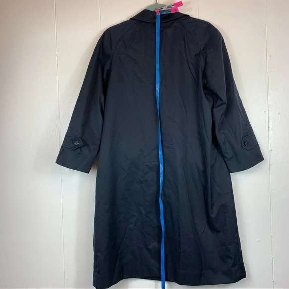 Burberry London Trench Coat Blue Navy Check Plaid Button Front Women's Size 6 - Picture 16 of 16